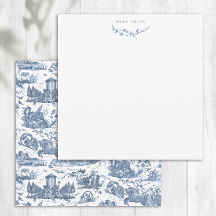 Vintage Fransk Chariot of Dawn Toile de Jouy-Blue Anteckningskort