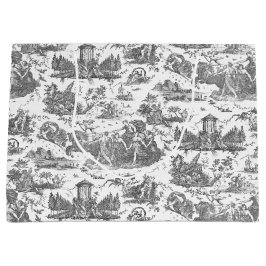 Vintage Fransk Chariot of Dawn Toile de Jouy-Grått