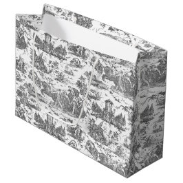 Vintage Fransk Chariot of Dawn Toile de Jouy-Grått