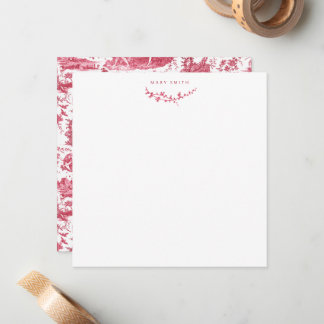 Vintage Fransk Chariot of Dawn Toile de Jouy-Red Anteckningskort