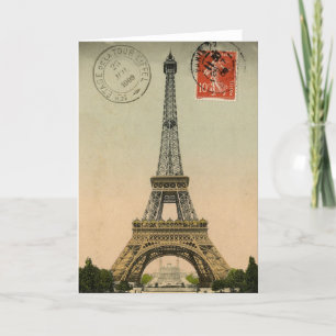 Vintage Fransk Chic Eiffel Torn Paris vykort