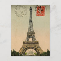Vintage Fransk Chic Eiffel Torn Paris vykort