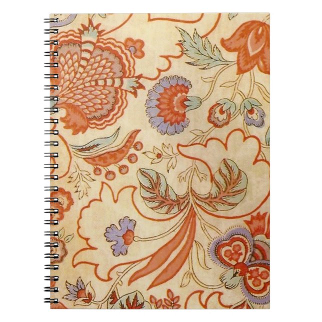 Vintage fransk chintz blomster antik terrakotta anteckningsbok (Framsidan)