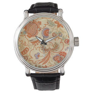 Vintage fransk chintz blomster antik terrakotta armbandsur
