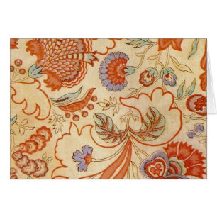 Vintage fransk chintz blomster antik terrakotta hälsningskort