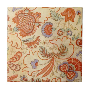 Vintage fransk chintz blomster antik terrakotta kakelplatta