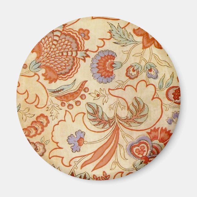 Vintage fransk chintz blomster antik terrakotta magnet (Framsidan)