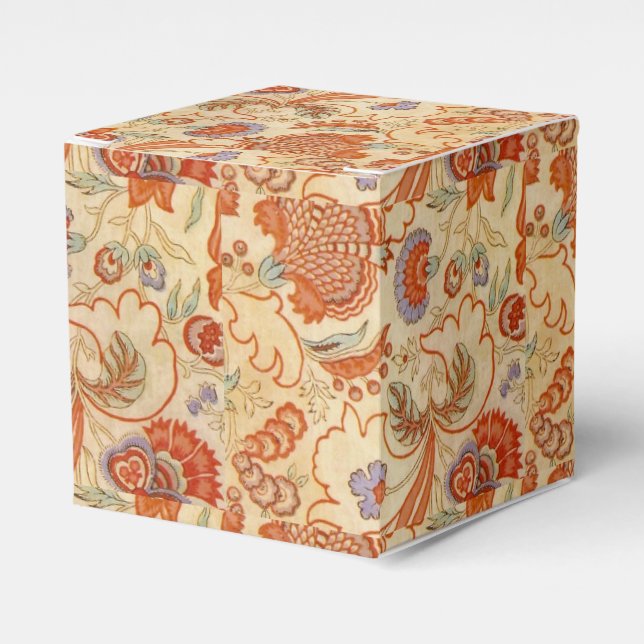 Vintage fransk chintz blomster antik terrakotta presentaskar (Framsidan Sidan)