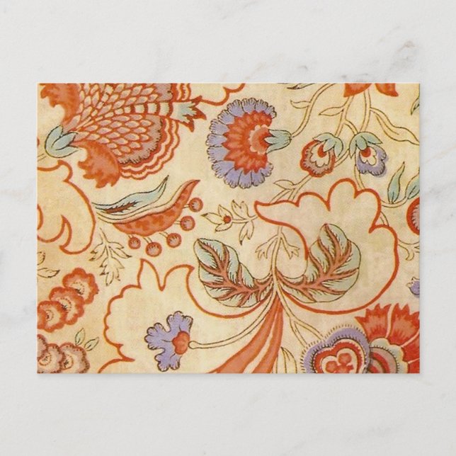 Vintage fransk chintz blomster antik terrakotta vykort (Framsida)