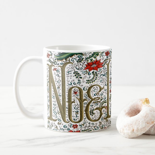 vintage fransk christmas poinsettia joyeux noel kaffemugg (Med munk)
