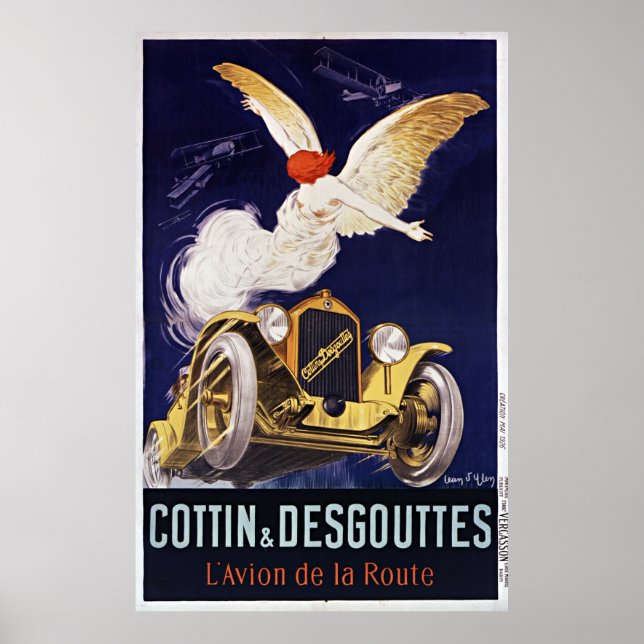 Vintage Fransk Cottin & Desgouttes Classic Car Poster (Framsidan)