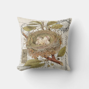 Vintage Fransk Decor Nest med Eggs Dekorativ kudde