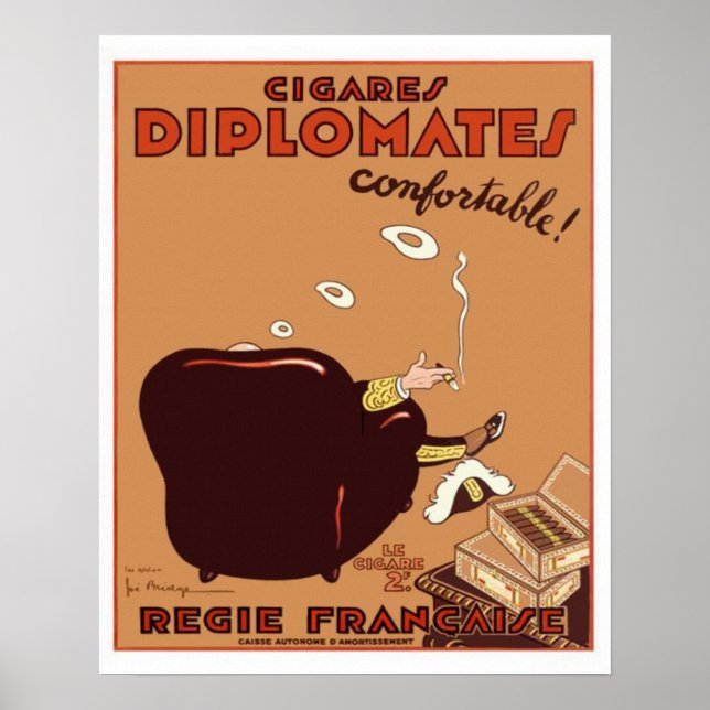Vintage Fransk Diplomates Cigar Poster (Framsidan)