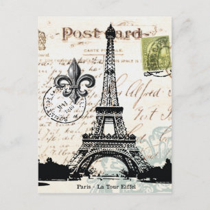 Vintage Fransk Eiffel Torn vykort