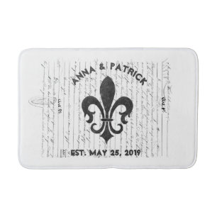 Vintage Fransk Ephemera B & W Fleur De Lis Anpassn Badrumsmatta