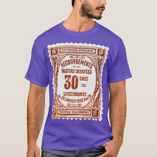 Vintage Fransk Frankrike Postage Frimärke Design T Shirt