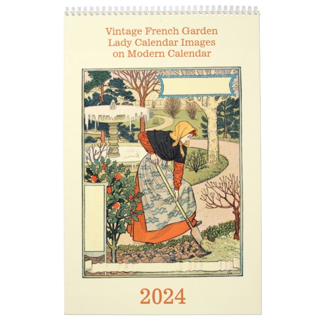 Vintage Fransk Garden Dam Modern Kalender (Omslag)
