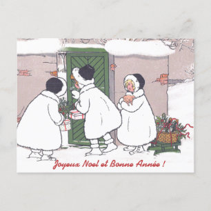 Vintage Fransk Gift Girls julvykort Helg Vykort