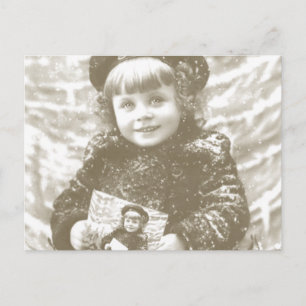 Vintage Fransk Girl Photo Helgdag Vykort