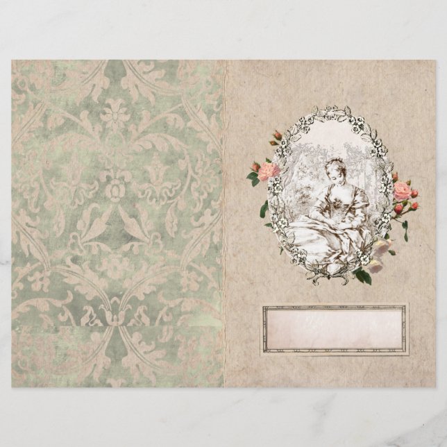 Vintage Fransk Girl Ro namnskylt Journal Page (Framsida)