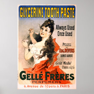 Vintage Fransk Glycerin Tooth Paste Advertisement Poster
