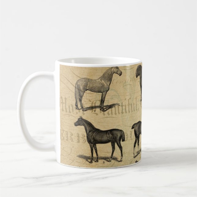 Vintage Fransk Horse Kaffemugg (Vänster)