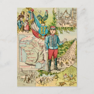 Vintage fransk illustration vykort