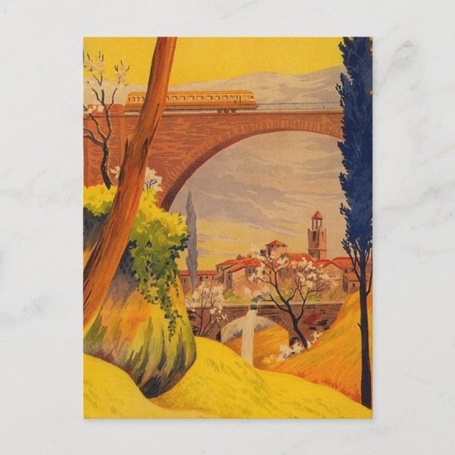 Vintage Fransk Järnväg Travel Vykort (Framsida)