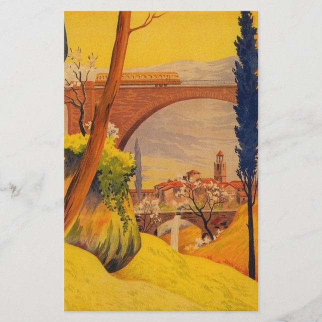 Vintage fransk järnvägsresa brevpapper (Framsida)