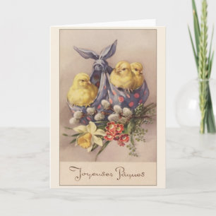 Vintage Fransk Joyeuses Pâques Påsk Card Helgkort