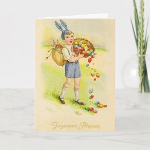 Vintage Fransk Joyeuses Pâques Påsk Card Helgkort