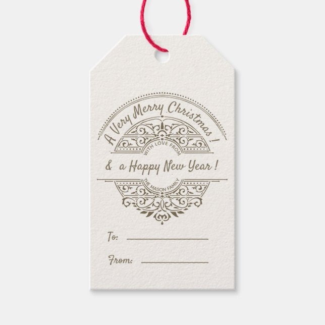 Vintage Fransk jul till från Presentetikett (Framsidan)