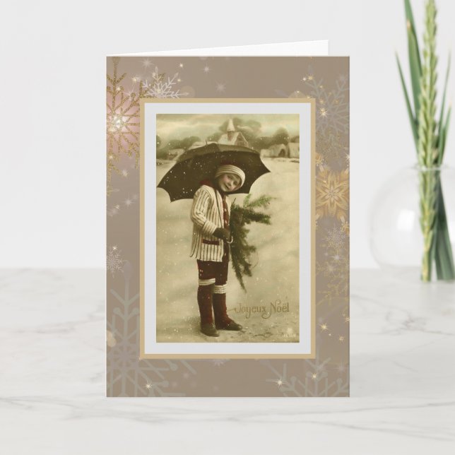 Vintage Fransk - Julbarn Helgkort (Framsida)