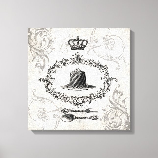 Vintage Fransk Kakaka utsträckt arbetsyta Canvastryck (Framsida)