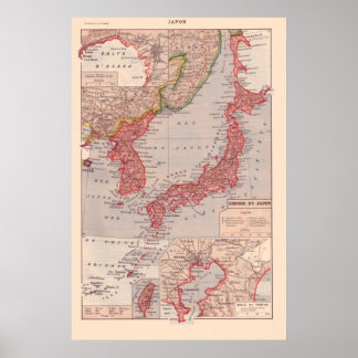 Vintage Fransk karta, 1920, Japan Poster