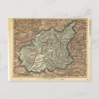 Vintage Fransk karta, Alpes Basse Vykort