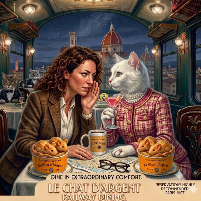 Vintage fransk keramikmugg – Le Chat d'Argent Pari Kaffemugg (Well that is a very different story to the one I heard.)
