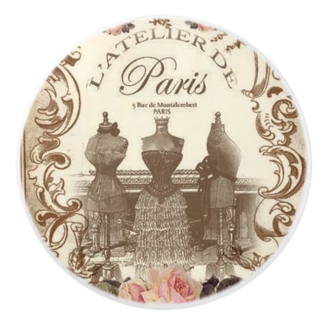 Vintage Fransk keramisk knopp (Framsidan)