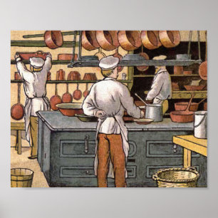 Vintage Fransk Kitchen Illustration Poster