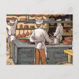Vintage Fransk Kitchen Illustration Vykort