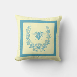 Vintage fransk krans med bi kudde 20 x 20 turkos