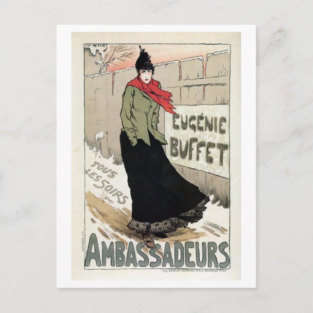 Vintage Fransk kvinnlig sångare Eugénie Buffet Vykort (Framsida)