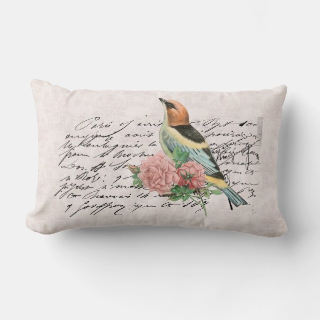 Vintage Fransk Land Blommigt Lumbarkudde (Framsida)