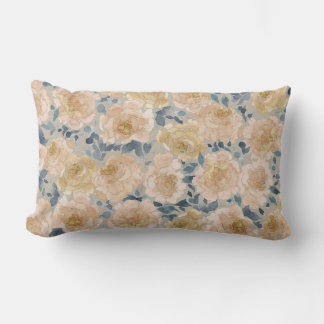 Vintage Fransk Land Watercolor Peonies Lumbarkudde