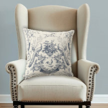 Vintage fransk lantlig blå Toile påfågel gård