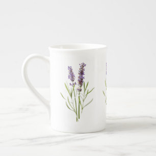 Vintage fransk lavendelblomma lila blomning benporslin mugg