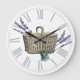 Vintage Fransk Lavender Basket Blommigt Stor Klocka