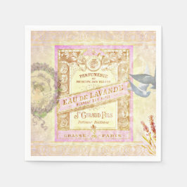 Vintage Fransk Lavender Parfym Collage Pappersservett