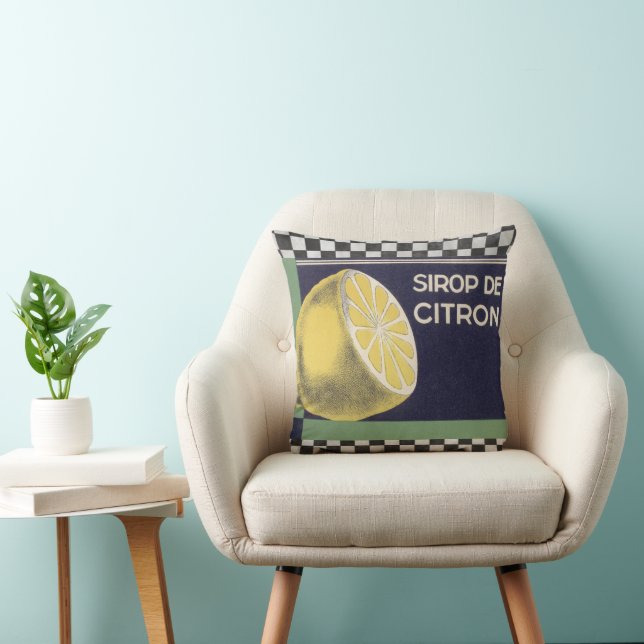 Vintage Fransk Lemon Syrup Kudde (Stol)