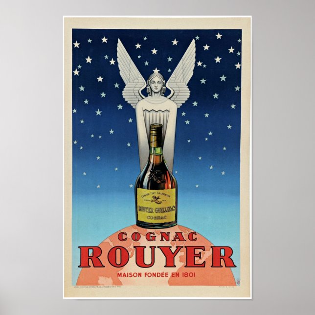 Vintage Fransk Likör Alcohol Art Deco Poster (Framsidan)